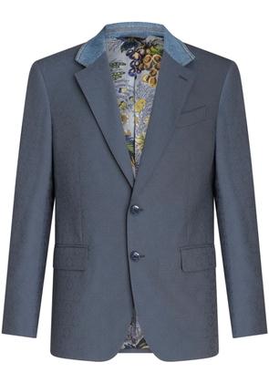ETRO patterned-jacquard panelled blazer - Blue