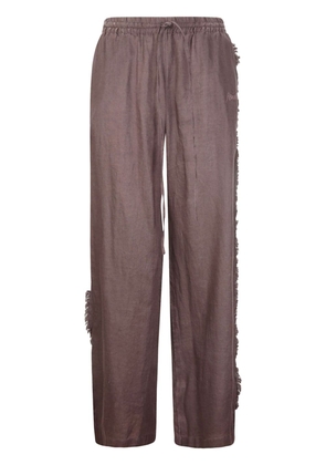 P.A.R.O.S.H. distressed-finish straight linen trousers - Brown