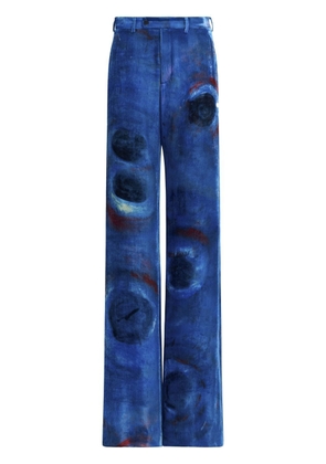 Marni painterly-print straight-leg trousers - Blue