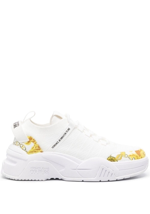 Versace Jeans Couture baroque-print leather sneakers - White