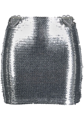 Nensi Dojaka heart cut-out sequinned miniskirt - Silver