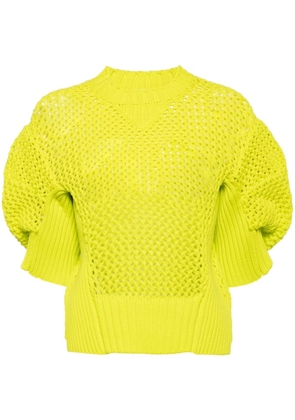 sacai draped-sleeves jumper - Yellow