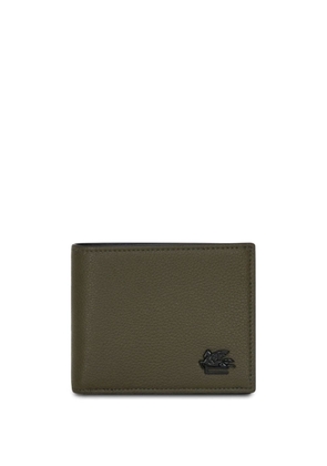 ETRO Pegaso-plaque grained leather wallet - Green
