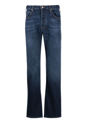 Emporio Armani logo-patch cotton tapered jeans - Blue