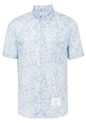 Thom Browne graphic-print cotton shirt - Blue