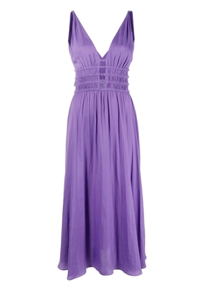 Maje V-neck cut-out midi dress - Purple
