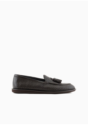 OFFICIAL STORE Woven Nappa Leather Loafers With Tassels