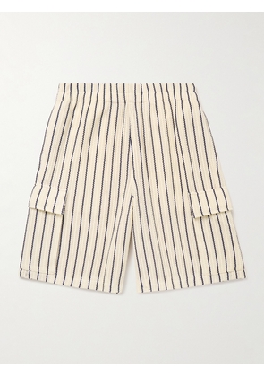 LE 17 SEPTEMBRE - Wide-Leg Striped Crocheted Cotton Cargo Shorts - Men - Neutrals - IT 46