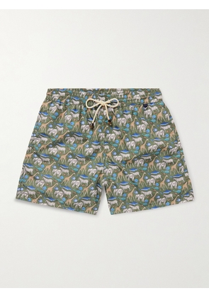 Rubinacci - Straight-Leg Mid-Length Printed Shell Swim Shorts - Men - Green - IT 46