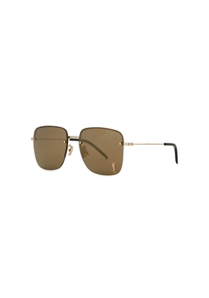 Saint Laurent Gold-tone Rimless Square-frame, Sunglasses, Gold Trim