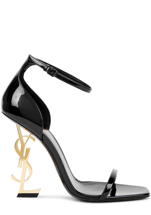 Saint Laurent Opyum 110 Logo Patent Leather Sandals - Black - 8