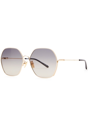 Chloe Hexagonal-frame Sunglasses - Gold