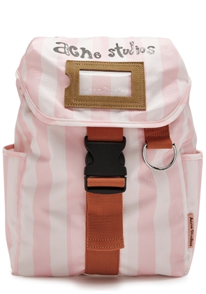 Acne Studios Logo Striped Canvas Backpack - Light Pink