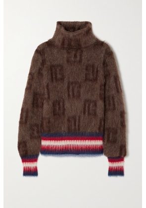Balmain - Mohair-blend Jacquard Turtleneck Sweater - Brown - FR34,FR36,FR38,FR40,FR42,FR44