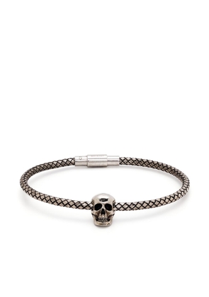 Alexander McQueen skull-charm woven bracelet - Silver