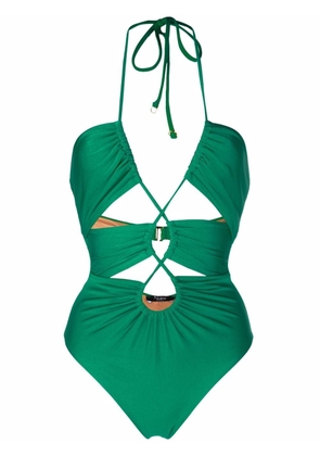 Noire Swimwear gathered cut-out swimsuit - Green