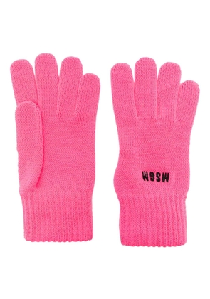 MSGM logo-embroidered knitted gloves - Pink