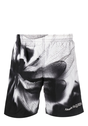 Alexander McQueen Dragonfly-print swim shorts - Black