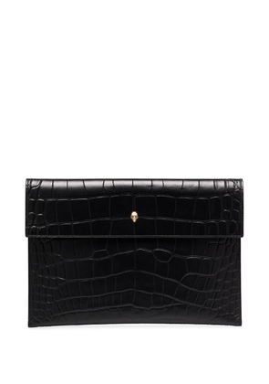Alexander McQueen croc effect envelope clutch bag - Black