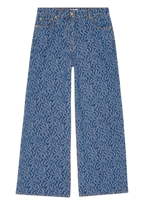 GANNI graphic-print organic-cotton straight-leg jeans - Blue