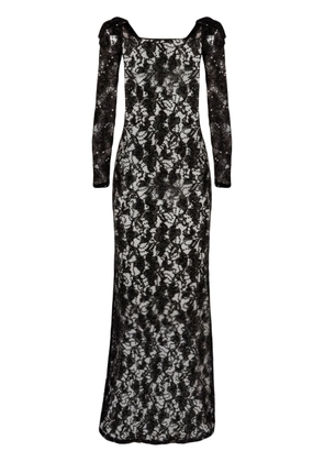 Nina Ricci bow-embellished sequinned lace gown - Black