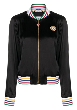 Casablanca Rainbow Heart silk bomber jacket - Black