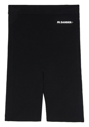 Jil Sander logo-print fine-ribbed compression shorts - Black