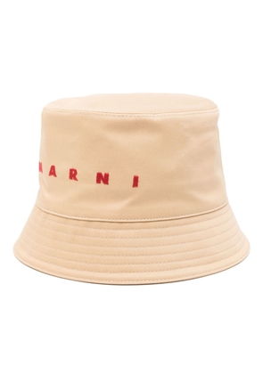 Marni logo-embroidered cotton bucket hat - Neutrals