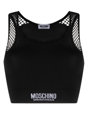 Moschino logo-underband mesh sports bra - Black