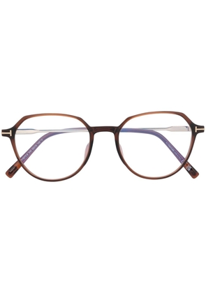 TOM FORD Eyewear T-logo round-frame glasses - Brown