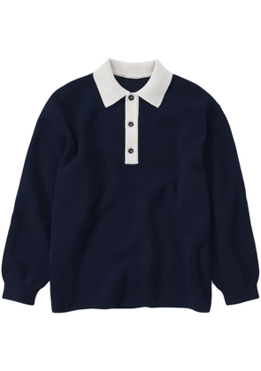 Closed contrast-collar polo jumper - Blue