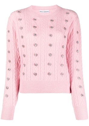 Rabanne crystal-embellished crew-neck jumper - Pink