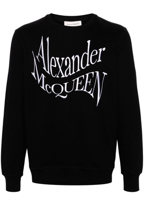 Alexander McQueen logo-embroidered cotton sweatshirt - Black