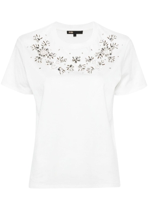Maje rhinestone-embellished cotton T-shirt - White