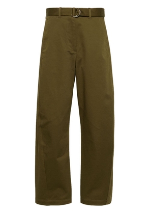 MSGM high-waist wide-leg twill trousers - Green