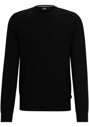 BOSS crew-neck fine-knit jumper - Black