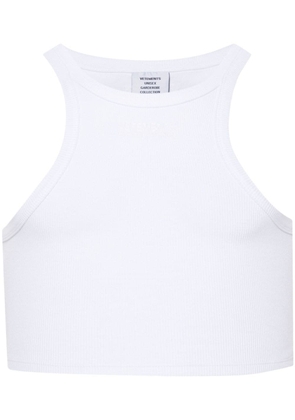 VETEMENTS logo-embroidered tank top - White