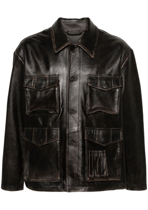 Golden Goose cut-out detail leather jacket - Brown