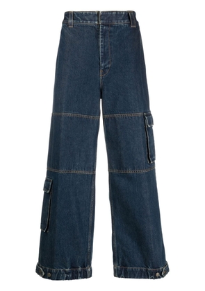 Gucci logo-patch cotton wide-leg jeans - Blue