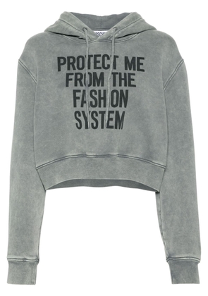 Moschino slogan-print organic-cotton hoodie - Grey
