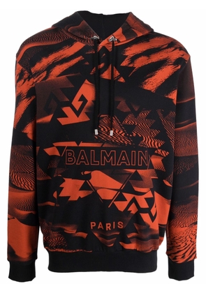 Balmain logo-print drawstring hoodie - Black