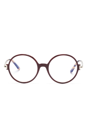 TOM FORD Eyewear FT5914B tortoiseshell round-frame glasses - Red
