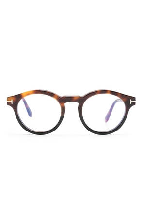TOM FORD Eyewear tortoiseshell-effect round-frame glasses - Brown
