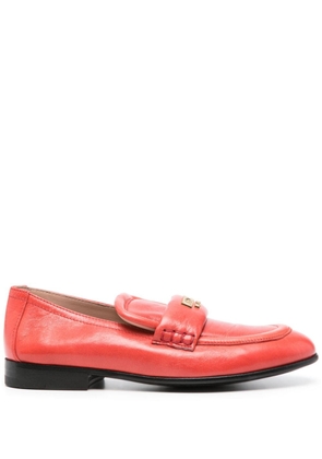 Moschino logo-stamp leather loafers - Red