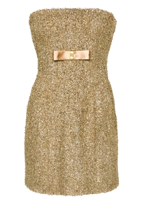 Elisabetta Franchi square-neck tweed minidress - Gold