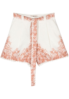 TWINSET floral-print linen shorts - White