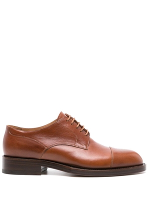 DRIES VAN NOTEN almond-toe leather Derby shoes - Brown