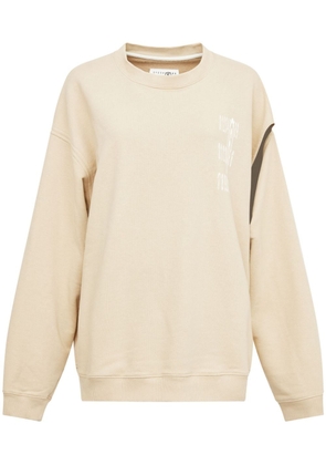 MM6 Maison Margiela Numbers-motif cut-out sweatshirt - Neutrals