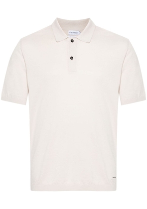 Calvin Klein rubberised-logo knitted polo shirt - Neutrals