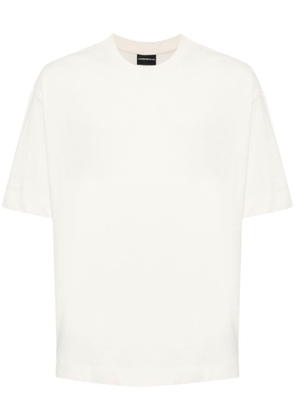 Emporio Armani logo-embossed cotton T-shirt - Neutrals
